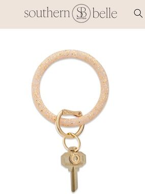 Gold Glitter Peach Key Ring Bracelet (key not included)